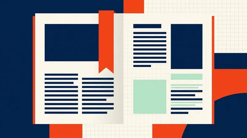 An open article page with a bookmark ribbon