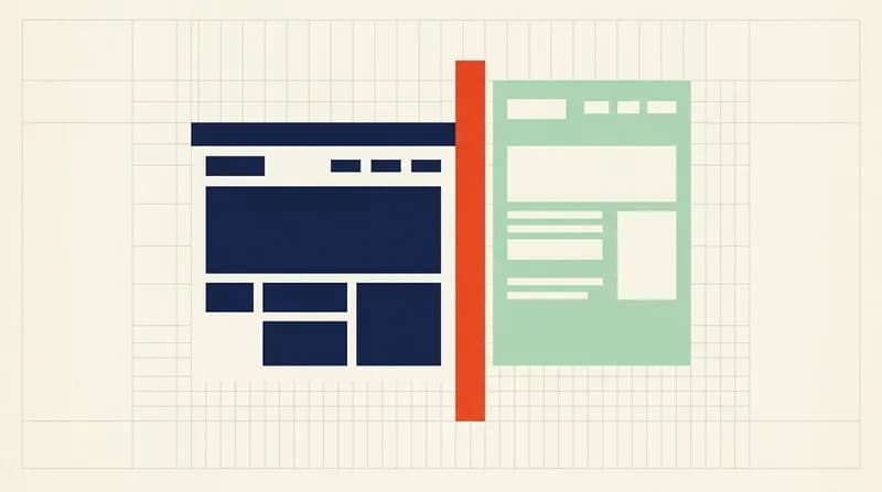 Two browser windows side by side with a versus divider