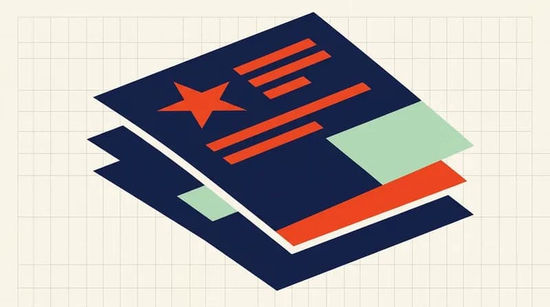 A stack of layered document sheets marked with a star